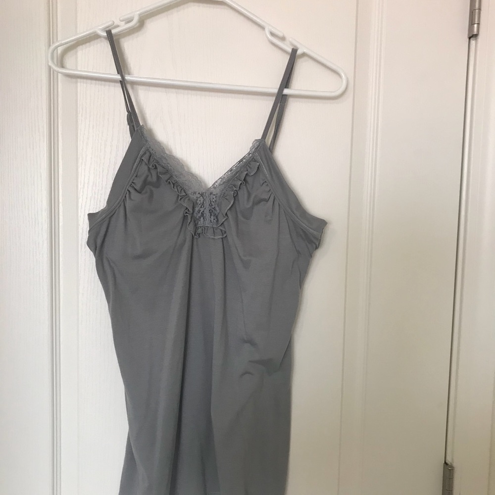 Gray Ruffled Spaghetti Strap Tank Top - Picture 2 of 5
